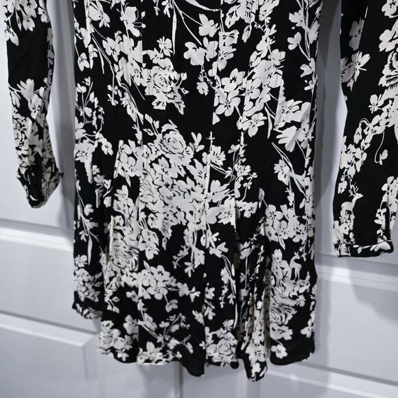 Reiss Size 2 Black Ecru Floral Gabriella Mini Dress | Size 2 - Picture 6 of 11